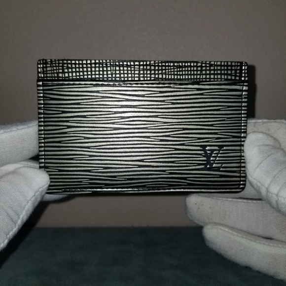 Louis Vuitton Card Case Silver Platinum Black Epi Leather Holder Wallet Rare - Picture 8 of 11